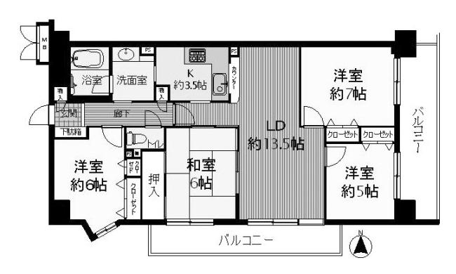 Floor plan. 4LDK, Price 36,800,000 yen, Occupied area 87.51 sq m , Balcony area 18.69 sq m