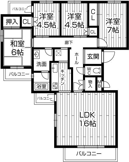 Floor plan. 4LDK, Price 17,900,000 yen, Footprint 90.2 sq m , Balcony area 13.14 sq m