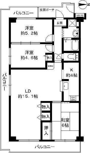 Floor plan. 3LDK, Price 15.8 million yen, Occupied area 71.92 sq m , Balcony area 30.88 sq m