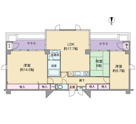 Floor plan. 3LDK, Price 19,800,000 yen, Footprint 108.51 sq m , Balcony area 23.8 sq m