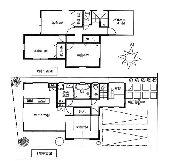 Compartment view + building plan example. Building plan example, Land price 27,210,000 yen, Land area 118.12 sq m , Building price 15.8 million yen, Building area 98.82 sq m