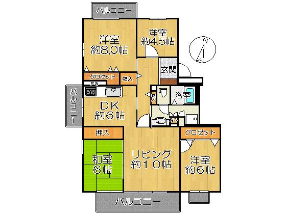 Floor plan. 4LDK, Price 26,800,000 yen, Footprint 97.2 sq m , Balcony area 14.37 sq m