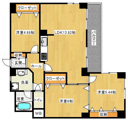Floor plan. 3LDK, Price 11.8 million yen, Footprint 72.1 sq m , Balcony area 7.02 sq m ■ All Western-style rooms, It's something Western-style easy to use ■