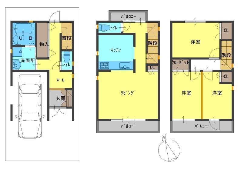 Floor plan. 19,800,000 yen, 3LDK, Land area 64.12 sq m , Building area 92.87 sq m