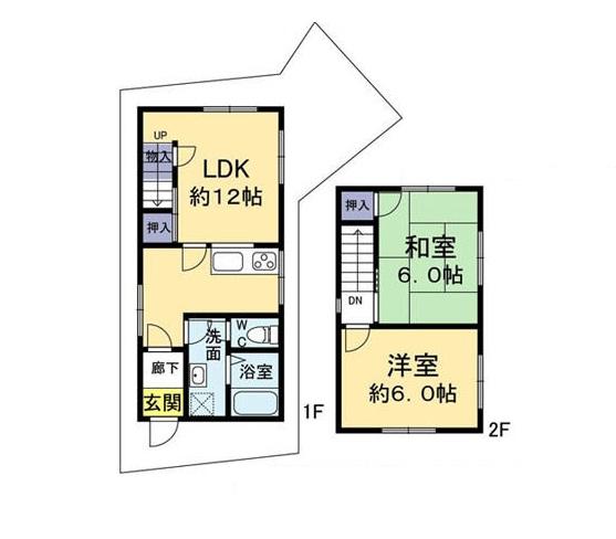 Floor plan. 24,800,000 yen, 2LDK, Land area 53.31 sq m , Building area 50.95 sq m   Completely renovated Toyonaka Station walk 2 minutes