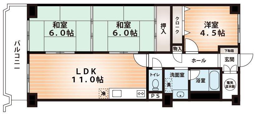 Floor plan. 3LDK, Price 11.9 million yen, Occupied area 59.42 sq m