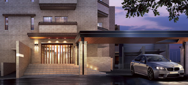 Buildings and facilities. Not only those who live, First is the place to welcome the entrance of the customers, By instal the porte-cochere, Has become to look at the stately when people (Entrance Rendering)