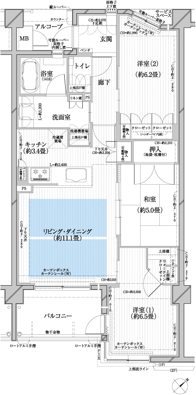 Floor: 3LDK, occupied area: 73.33 sq m, Price: 44,980,000 yen