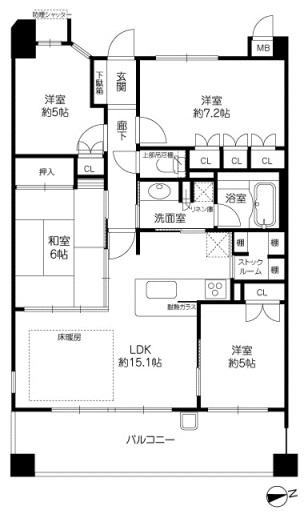 Floor plan. 4LDK, Price 32,800,000 yen, Occupied area 83.76 sq m , Balcony area 15.2 sq m 4LDK