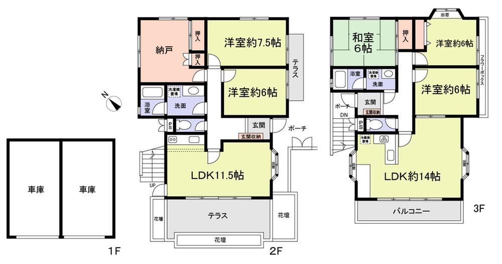 Floor plan. 64,800,000 yen, 5LLDDKK + S (storeroom), Land area 331.97 sq m , Building area 173.59 sq m
