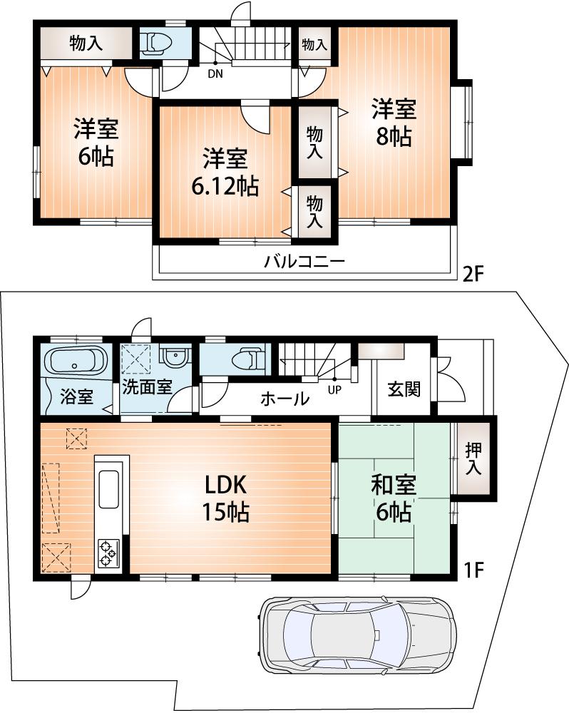 Floor plan. 42,800,000 yen, 4LDK, Land area 109.63 sq m , Building area 98.32 sq m
