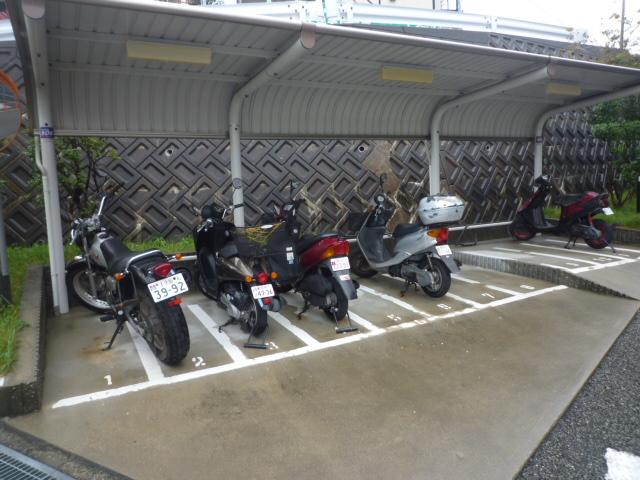 Parking lot. Bike shelter