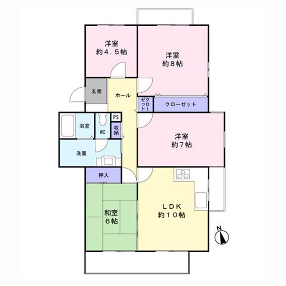 Floor plan. 4LDK, Price 24,800,000 yen, Occupied area 86.96 sq m , Balcony area 12.66 sq m