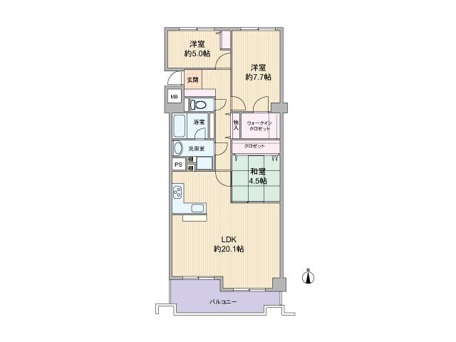 Floor plan. 3LDK, Price 24,300,000 yen, Occupied area 84.38 sq m , Balcony area 9.62 sq m