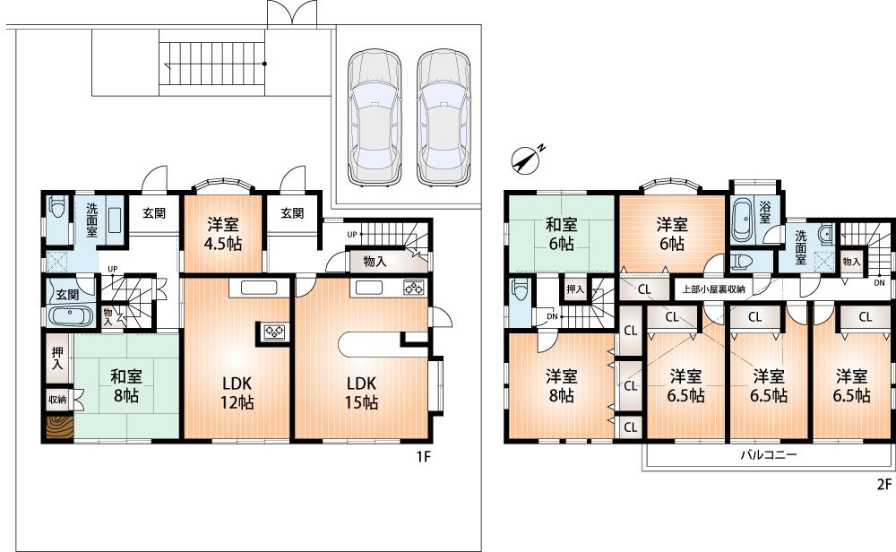 Floor plan. 79,800,000 yen, 4LLDDKK, Land area 255.45 sq m , Building area 227.72 sq m