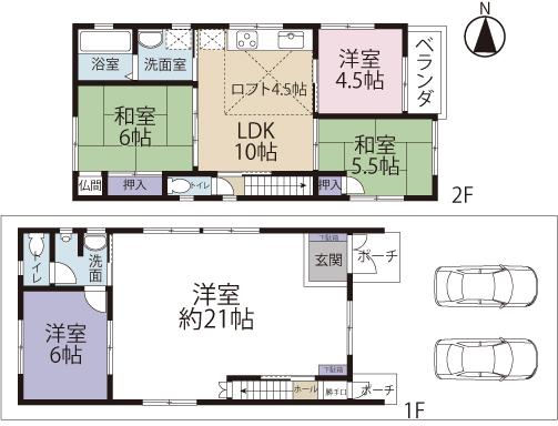 Floor plan. 39,800,000 yen, 5LDK, Land area 109.48 sq m , Building area 112 sq m