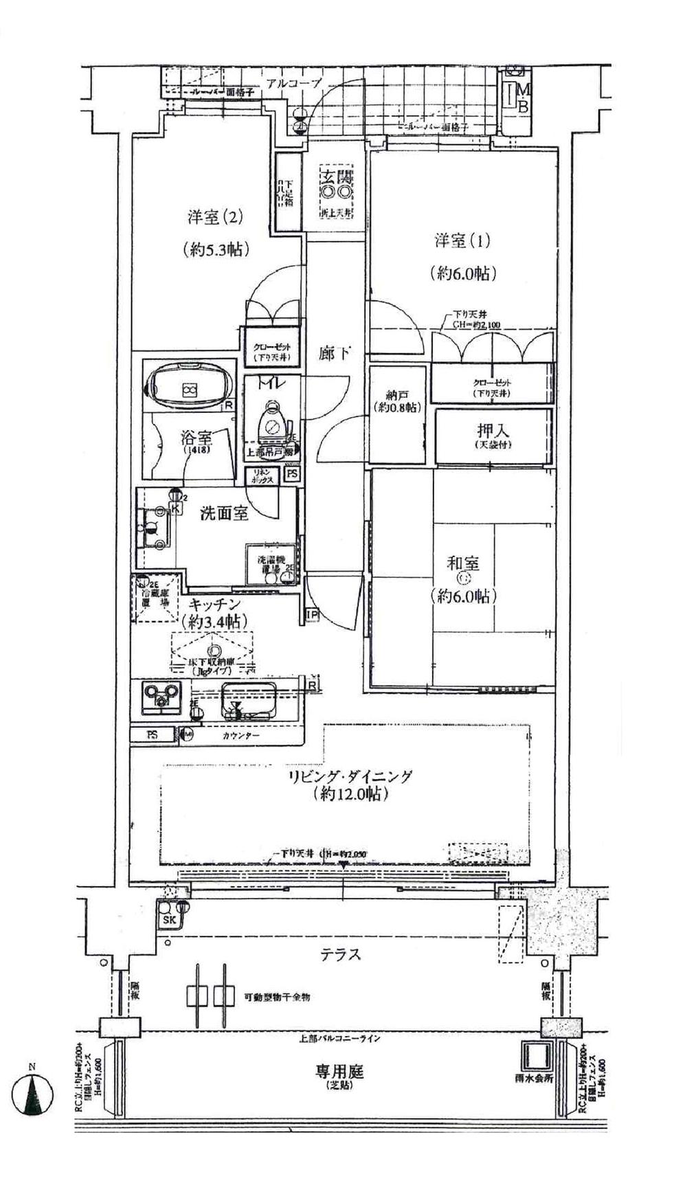 Floor plan. 3LDK + S (storeroom), Price 29 million yen, Occupied area 74.39 sq m , Balcony area 13 sq m floor heating ・ In town, such as the bathroom drying heater