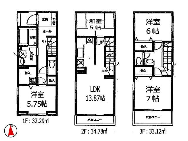 Floor plan. 26,800,000 yen, 4LDK, Land area 66.44 sq m , Building area 100.19 sq m Toyonaka Shonaisakae-cho 1-chome, floor plan