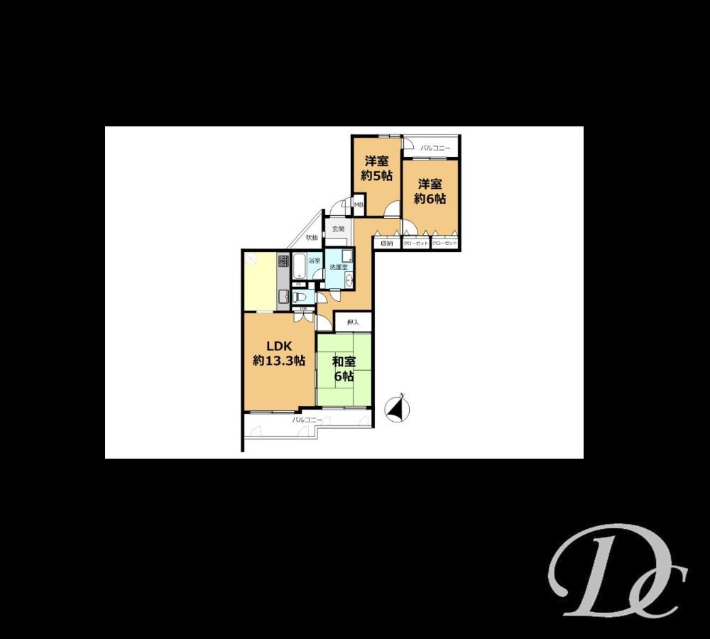 Floor plan. 3LDK, Price 17.8 million yen, Occupied area 73.13 sq m , Balcony area 9.24 sq m