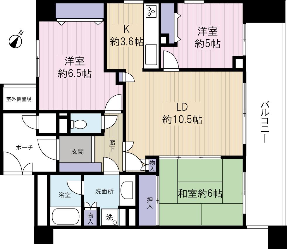 Floor plan. 3LDK, Price 26,800,000 yen, Occupied area 71.89 sq m , Balcony area 16.98 sq m