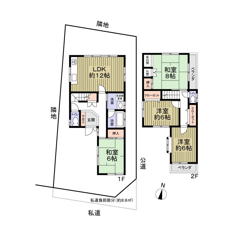 Floor plan. 25,500,000 yen, 4LDK, Land area 98.62 sq m , Building area 95.17 sq m