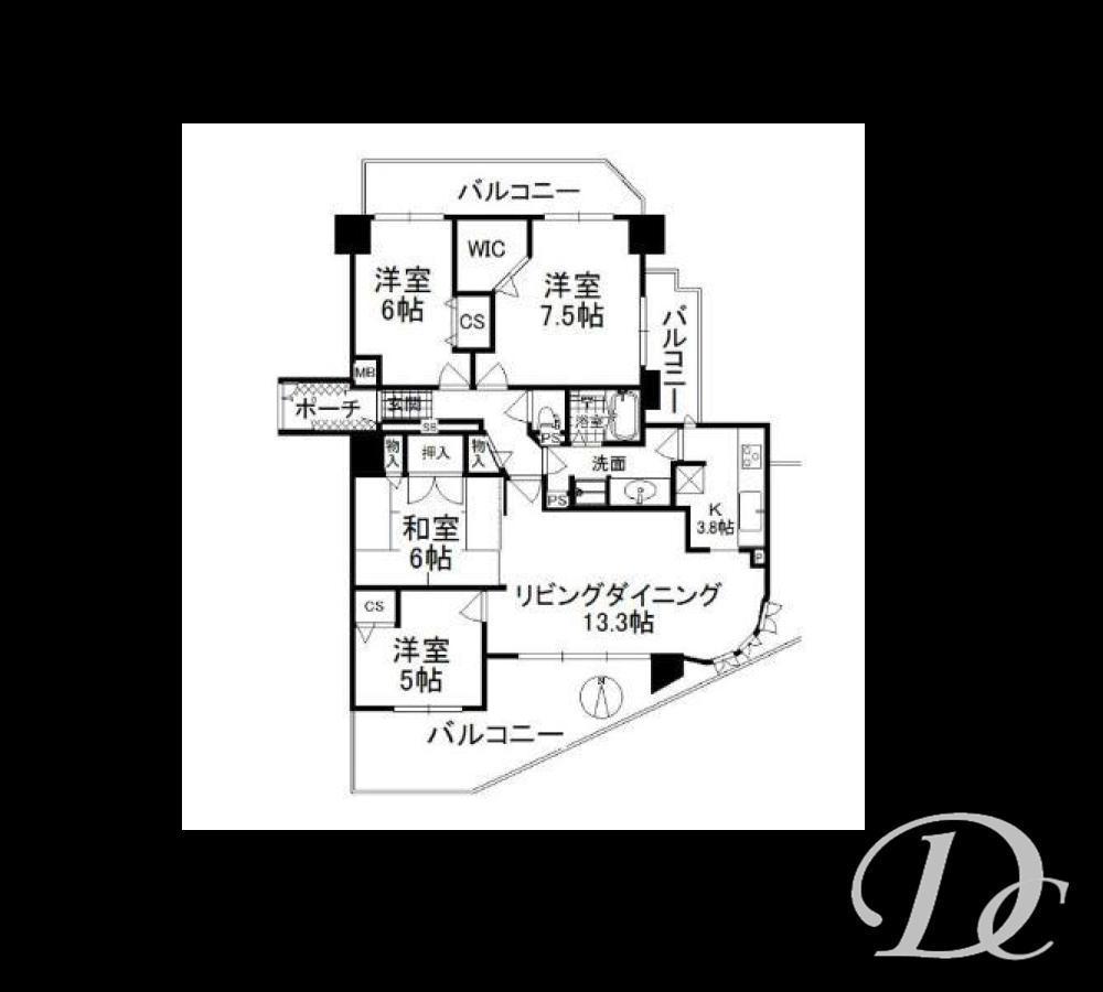 Floor plan. 4LDK, Price 23,990,000 yen, Occupied area 90.03 sq m , Balcony area 30.1 sq m