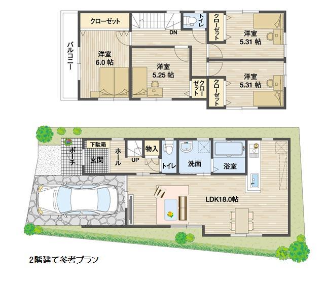 Building plan example (floor plan). Two-story plan example Building area 94.97 sq m