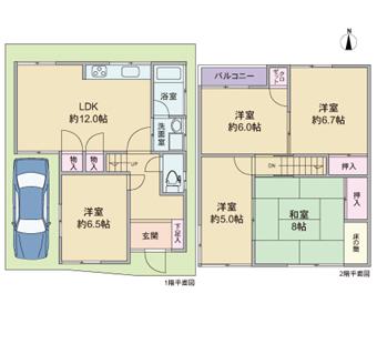 Floor plan. 25,800,000 yen, 5LDK, Land area 75.78 sq m , Building area 88.5 sq m 5LDK