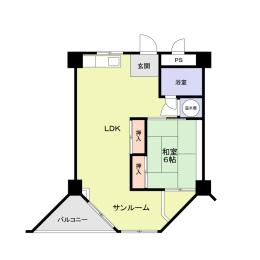 Floor plan. 1LDK, Price 5.8 million yen, Occupied area 45.14 sq m , Balcony area 4 sq m