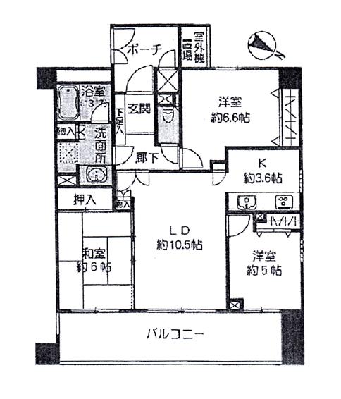 Floor plan. 3LDK, Price 26,800,000 yen, Occupied area 71.89 sq m , Balcony area 16.98 sq m