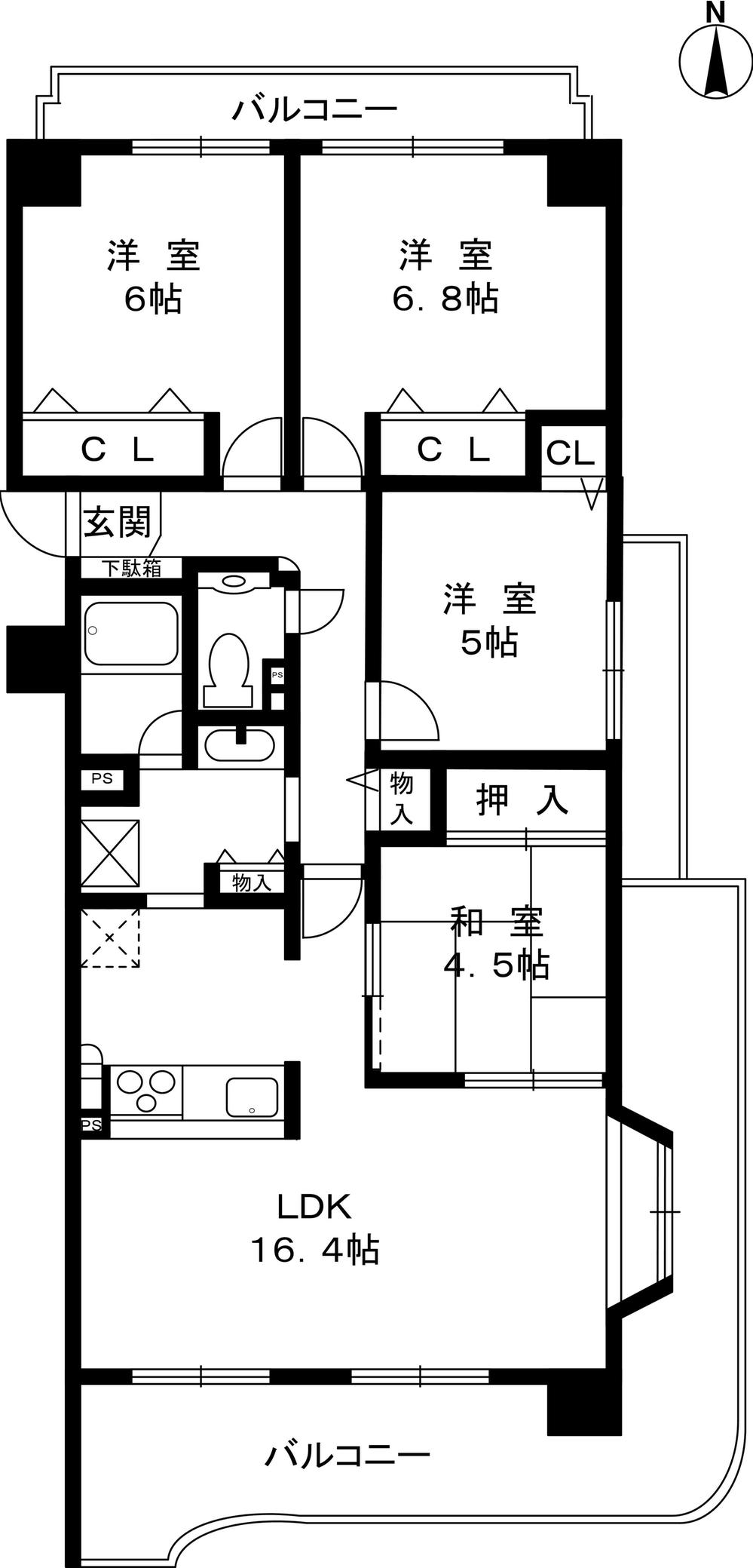 Floor plan. 4LDK, Price 28.8 million yen, Occupied area 86.96 sq m , Balcony area 24.78 sq m