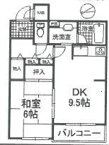 Floor plan. 1LDK, Price 6.8 million yen, Occupied area 40.61 sq m , Balcony area 8 sq m