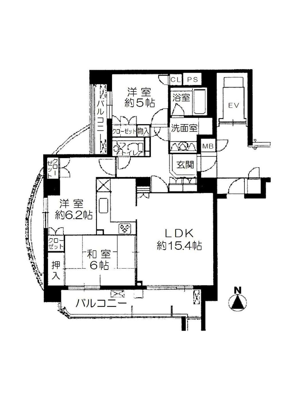 Floor plan. 3LDK, Price 28.8 million yen, Occupied area 77.82 sq m , Balcony area 19.05 sq m