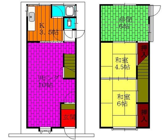Floor plan. 9.5 million yen, 3LDK, Land area 47.37 sq m , Building area 60.58 sq m
