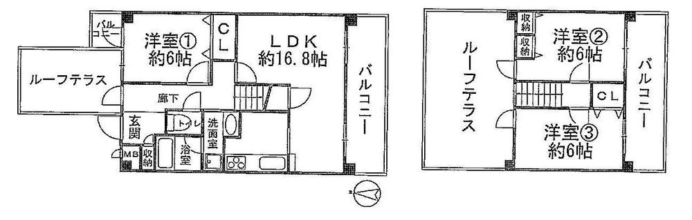 Floor plan. 3LDK, Price 24,800,000 yen, Occupied area 87.29 sq m , Balcony area 13.06 sq m