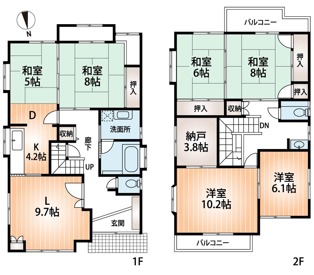 Floor plan. 40 million yen, 6LDK + S (storeroom), Land area 138.8 sq m , Building area 159.67 sq m