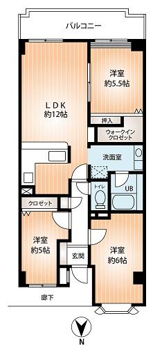 Floor plan. 3LDK, Price 19,800,000 yen, Occupied area 71.41 sq m , Balcony area 8.82 sq m