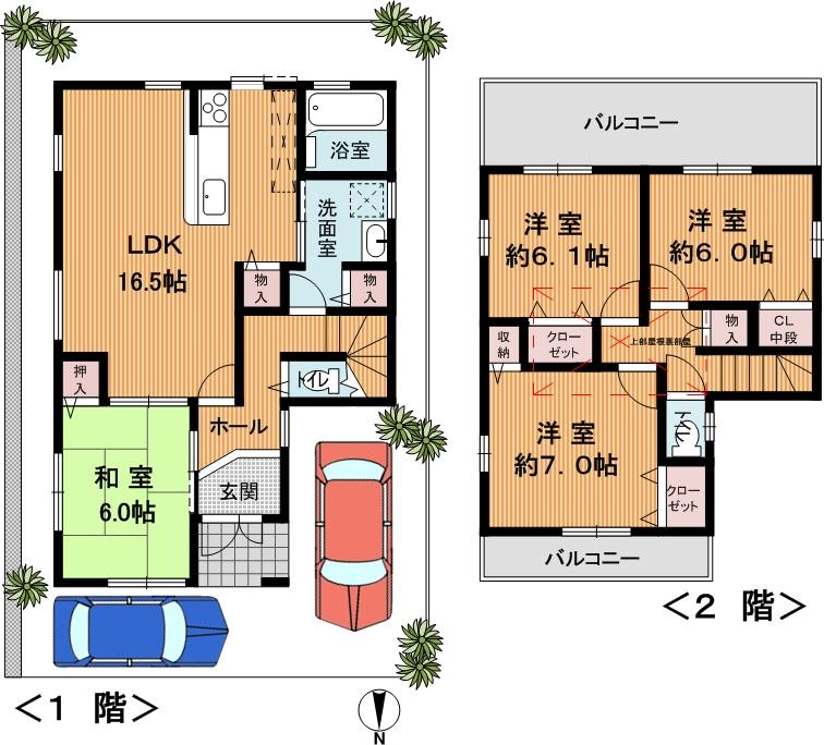 Floor plan. 43,800,000 yen, 4LDK, Land area 109.85 sq m , Building area 98.83 sq m 4LDK