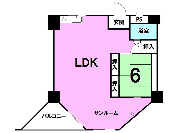 Floor plan. 1LDK, Price 5.8 million yen, Occupied area 45.14 sq m , Balcony area 4 sq m