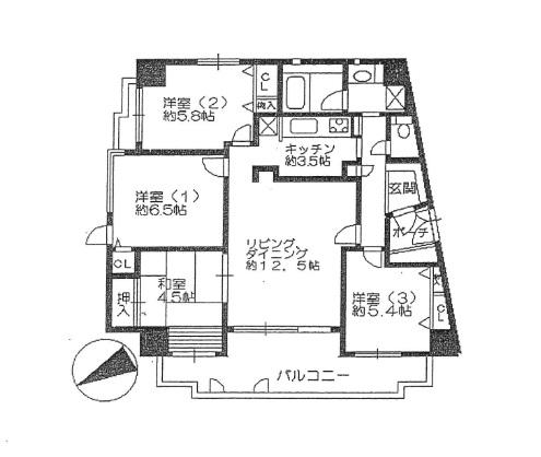 Floor plan. 4LDK, Price 25,800,000 yen, Occupied area 85.63 sq m , Balcony area 11.02 sq m