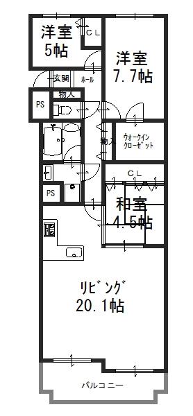 Floor plan. 3LDK, Price 24,300,000 yen, Occupied area 84.38 sq m , Balcony area 9.62 sq m