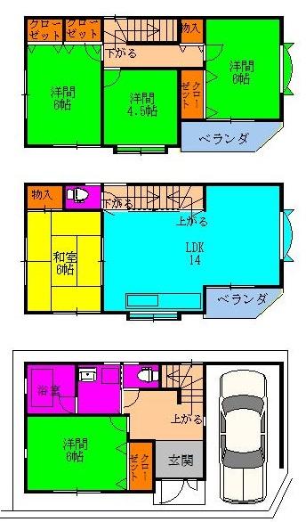 Floor plan. 26,800,000 yen, 5LDK, Land area 58.83 sq m , Building area 106.58 sq m
