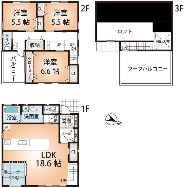 Floor plan. 49,800,000 yen, 4LDK, Land area 100.18 sq m , Building area 106.25 sq m