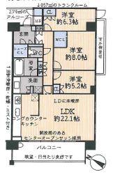 Floor plan. 3LDK, Price 42,500,000 yen, Occupied area 94.64 sq m , Balcony area 13.99 sq m