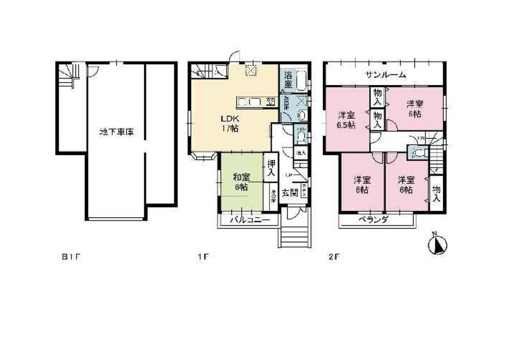 Floor plan. 29,800,000 yen, 5LDK, Land area 101.02 sq m , House of 5LDK of building area 138.24 sq m 1995 building Solarium and south balcony ・ Basement storage ・ There, such as underground garage.
