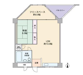 Floor plan. 1LDK + S (storeroom), Price 5.8 million yen, Occupied area 45.14 sq m , Balcony area 4 sq m or will invite you to enjoy of their favorite of renovation.