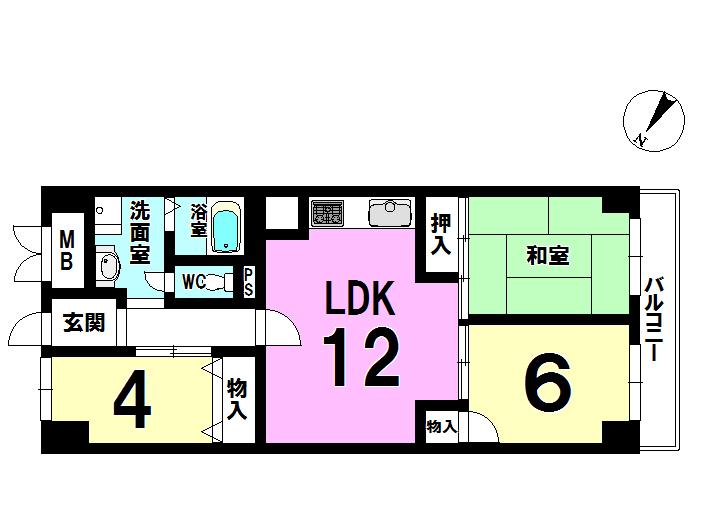 Floor plan. 3LDK, Price 11.8 million yen, Footprint 66 sq m , Balcony area 6.23 sq m