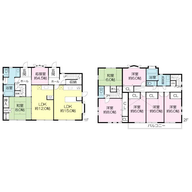 Floor plan. 76,800,000 yen, 8LDK, Land area 255.45 sq m , Building area 227.72 sq m 8LDK