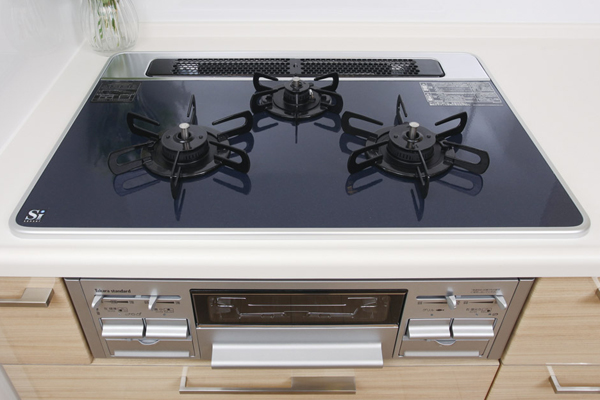 Kitchen.  [Hyper-glass coat stove] Wide 75cm width stove, It is easy to clean and be loose and cuisine (same specifications)