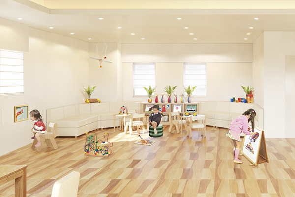 Shared facilities.  [Party Room ・ Kids Room] Kids room with some of the toys that have been used have been incorporating in Kidokido of Bonerundo. "Heart by play freely ・ Head ・ Prompts you to take children of the growth of the balance of the body "(Rendering)